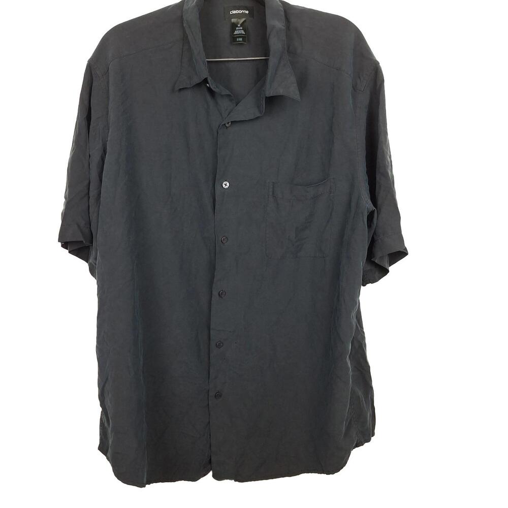 Tasso Elba Men's Short-Sleeve Button-Up Shirt - Charcoal